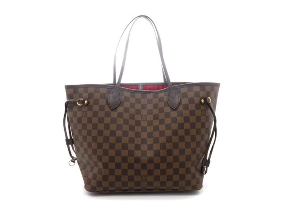 LOUIS VUITTON Neverfull Damier Cerise Red Tote Bag Canvas Brown